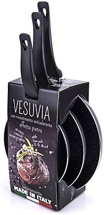 ALLUFLON Vesuvia Set of 3 Frying Pans 20-24-28 cm, Aluminium, Black
