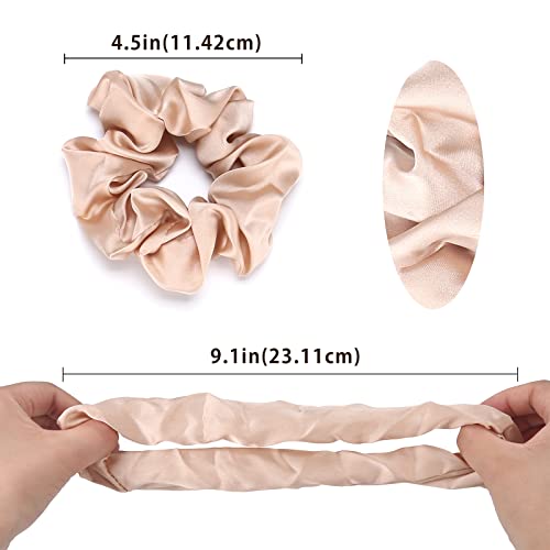 Lolalet Scrunchies For Hair, Hair Scrunchies For Women Girls, Soft Satin Scrunchy For Sleeping, Big Sleep Scrunchie With Elastic Hair Bands For Thick Thin Fine Curly Hair -6 Pack, Style A #TOP5