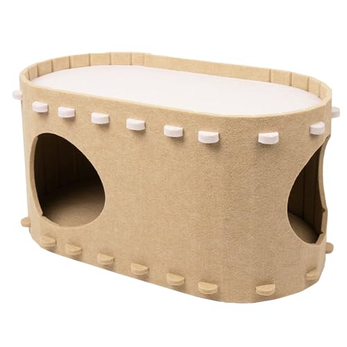 Dual-Layer Felt Cat Tunnel Bed – Cozy Donut Cave & Play Tunnel for Indoor Cats – Scratch-Resistant, Washable, Spacious Hideout for Kittens & Adult Cats
