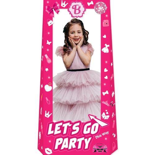 Hot Pink 4.5ft Tall Life Size Stand-in Cardboard Doll Photo Booth Props for Girls Birthday Party Decorations Pink Princess Doll Theme Decor Photoshoot...
