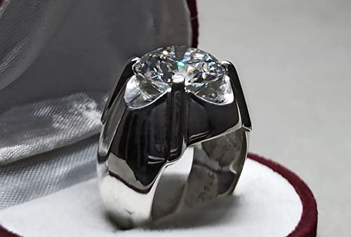 Rare 7 Carat Big Diamond Cut Fire Moissanite Mens Heavy Sterling Silver 925 Handmade Ring Gift For Him Anniversary Ring (7) #TOP2
