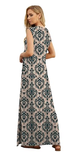 Image of GRECERELLE 2026 Women Year-Round Casual Round Neck Loose Split Wrinkle-Free Long Maxi Vacation Dress with Pockets (XXS-4XL)