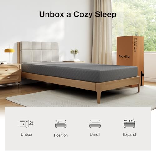 Novilla Twin Mattress for Kids, 5 Inch Twin Size Mattresses with Gel-Infused Memory Foam & Pressure-Relieving Foam for Cool Touch & Edge Support Mattress in a Box CertiPUR-US Certified
