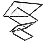 SUNMOO Square Led Chandelier Modern Led Hanging Light 4-Rings Contemporary Ceiling Pendant Light...