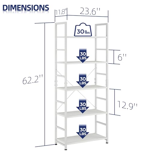 Image of NUMENN Book Shelf for Home Library, Multipurpose Portable Bookshelf, Unbreakable Material (5 Tier)