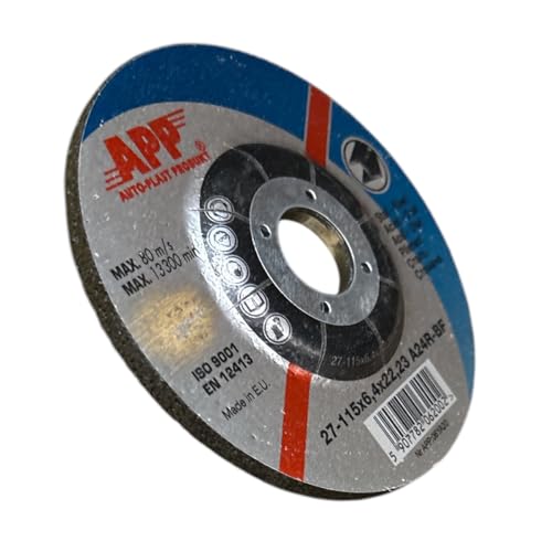 NTools SDSS – Schleifbockscheibe 115 x 6,4 x 22,23 mm zum Schleifen von Stahl | Schleifscheiben für handgeführte Winkelschleifer | FEPA-Form 27 (abgesenkte Mitte), 6,4 mm dick | 5 Stück