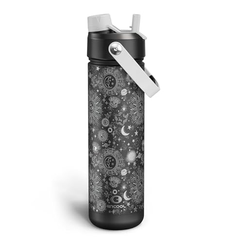 Image of ENCOOL Insulated Water Bottle with Straw Stainless Steel Water Bottle, Leak-Proof, BPA-Free, Double Wall Vacuum Keeps Cold for 24 Hours for Sports, Travel, School (26 oz, Stellar Glow)