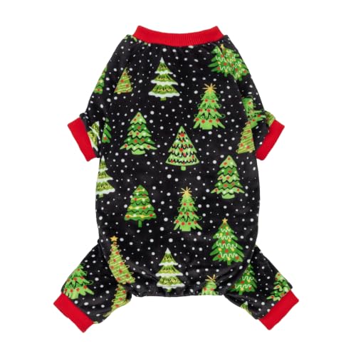 Image of Fitwarm Christmas Tree Dog Pajamas, Christmas Clothes for Small Dogs Boy Girl, Holiday Pet Outfit, Black, Red, Green, Yellow, XXL