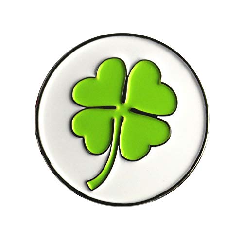 Pinmei Lot Of 10 Golf Ball Markers Assorted Patterns - Soft Enamel Technique (Green Clover) #TOP1