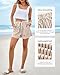 BTFBM Casual Striped Shorts for Women 2026 Spring Summer Elastic Waist Y2K Lounge Pajama Vacation Beach PJ Bottoms Clothes(Khaki, Medium)