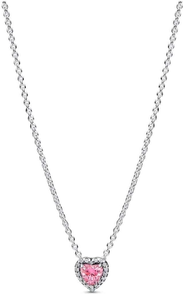 PANDORA 398425C02-45 Damen-Halskette Erhabenes Herz Pink 398425C02