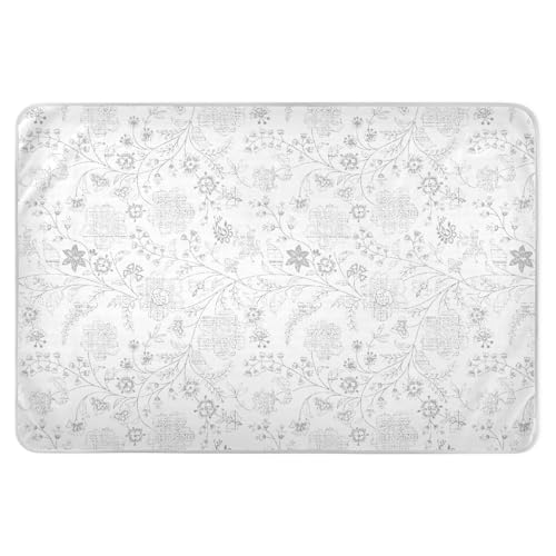 Grey Florals - Almohadilla de entrenamiento para orinar extra grande y reutilizable resistente al agua, almohadillas planas para cuna, para niños, adultos, mascotas, 52 pulgadas de largo x 34 pulgadas
