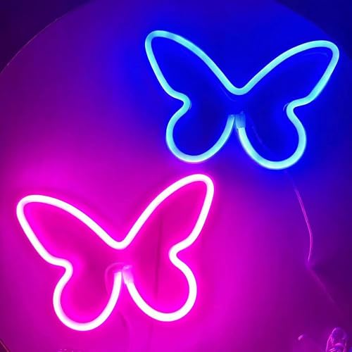 Image of 3PCS LED Neon Light Sign Butterfly Neon Signs Home Night Lights for Kids' Bedroom Decorative lamps Wall Art Romantic Christmas Birthday Gift