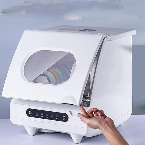Fully Automatic Dishwasher, Fully Automatic Portable Tabletop Dishwasher, Mini Dishwasher With 5 Programmes With Delayed Start - With Stainless Steel Interior And 6 Cutlery Racks, For Flat Offices