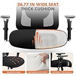 Sweetcrispy Ergonomic 500lbs Wide Heavy Duty Big and Tall Home Office Chair with Adjustable Lumbar Support and Wheels, 3D Armrest, for Adults - Image 4