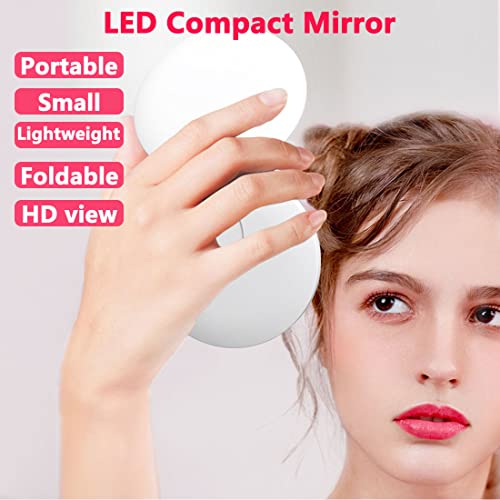 Espejo compacto LED redondo portátil plegable miniatura 4