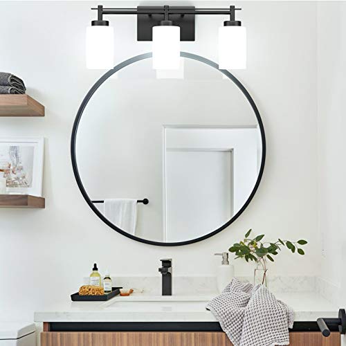 Image of Aipsun Black Vintage Vanity Light, Bathroom Vanity Lighting Fixtures Industrial Vanity Light for Bathroom Black Wall Light Over Mirror(Exclude Bulb)