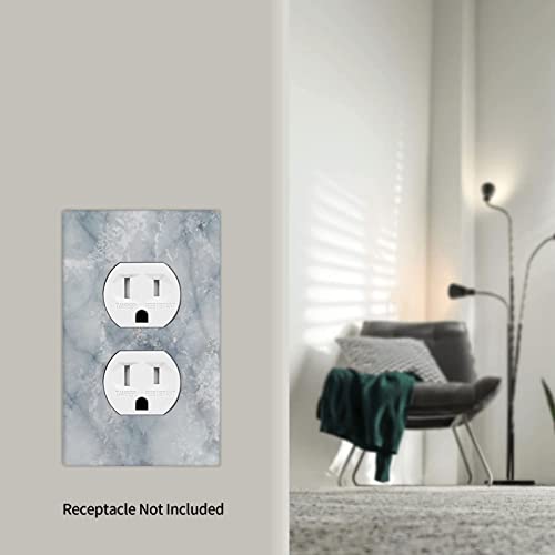 Blue Marble Texture Outlet Covers Wall Plates Decorative, 1-Gang Pvc Duplex Receptacle Outlet Covers Wall Plates For Electrical Outlets, Standard Size #TOP5