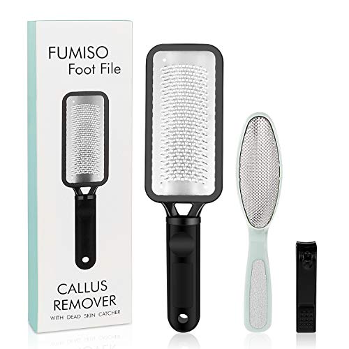 Foot File, Colossal Foot Rasp Callus Remover 2 Pcs and 1 Nail Clipper, Best Foot Care Pedicure Tools to Remove Hard Skin Professional Foot Scrubber, Pedicure Kit be Used on Both Wet and Dry Feet