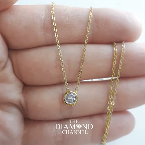 1/4 Cttw Ags Certified Diamond Necklace For Women Brilliant-Cut Diamond Bezel-Set Necklace In Yellow Gold (K-L Color, I2-I3 Clarity) - 16" 2" Extender #TOP2