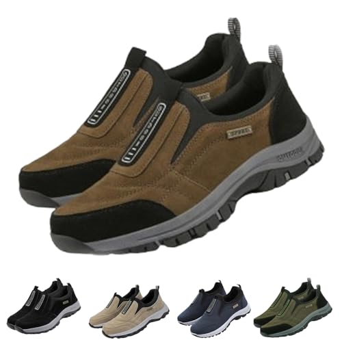 Ideacloth Shoes for Men, Enjerr Orthopedic Shoes Men, Outdoor Hiking Sneakers Anti-Slip Comfortable (Brown,9)