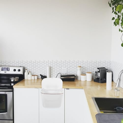 Caneca de basura blanca colgante pequeña para pared miniatura 5