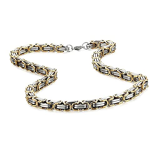 Chain Men Stainless Steel, Flat Byzantine Chain Link Necklace 4mm/5mm/6mm/8mm Silver/Black/Gold Chains for Unisex 55/60CM2