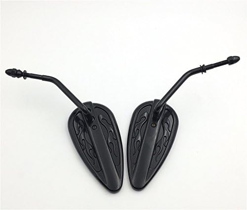 SMT-No Logo - Espejo de lágrima de aluminio negro compatible con Fat Bob Fxef Low Rider Fxsb Glide Fxwg [B01BCZGKJG]