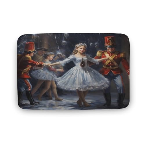 Bath Mat The Nutcracker Ballet Oil Painting Bathroom Mats Rugs Nutcracker Ballet Ballerina Foam Indoor Doormat Front Door Welcome Mat for Tub Shower Door Rug with Rubber Backing Absorbent 20