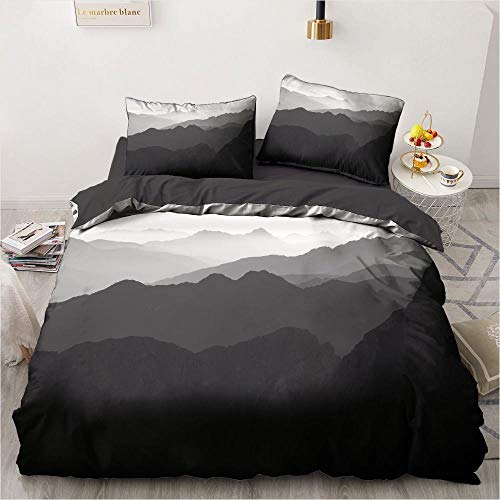 ZLJAW Housse de Couette 140x200 cm Montagnes, Parure de Lit 1 Personne en Microfibre 110g/m², avec Fermeture éclair, 1 taie d'oreiller Cover