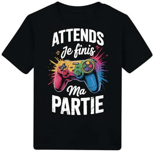 [25-M] Cadeau Tee Shirt Ado Garcon Jeu Vidéo Gaming Geek Original Je Finis Ma Partie/T-Shirt Premium (Noir M)
