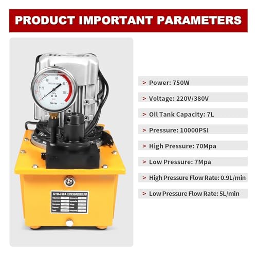 Image of Nakkaa 750W 220V 7L Electric Hydraulic Pump Double Return Pump with 3 Meter Oil Pipe Prototype Switch Hydraulic Power Pack Cylinder Electric Portable Pump
