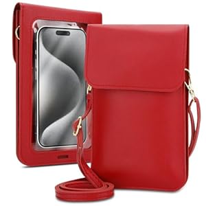 Cadorabo Handytasche zum Umhängen kompatibel mit HTC U23 PRO-kleine Handtasche mit Handyfach und Sichtfenster, Handy Umhängetasche mini für U23 PRO, 2 Fächer, PULeder, Damen, ROT