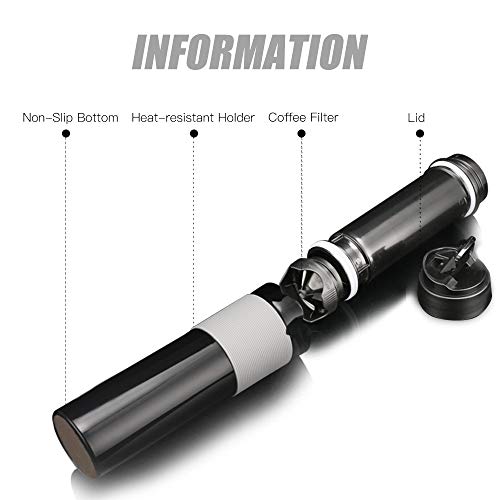 French Press Travel Coffee Press Mug, Allomn Portable French Press Coffee Tea Maker 12Oz 350Ml Travel Tumbler Great For Commuter-Black #TOP6