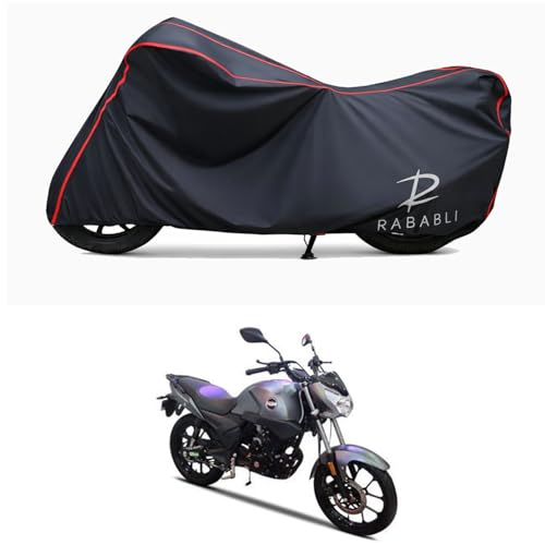 Image of Waterproof Bike Body Cover Compatible for | Aftek Turbo 170 | Taffeta Fabric, Red Piping Design, Bottom Elastic Fit | Dustproof, Sun UV & Rain Protection for All Bikes