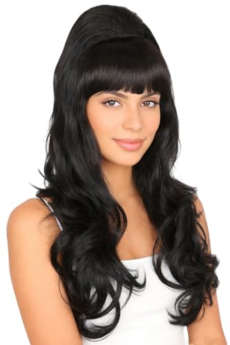 LeMarnia 50s Married Housewife Costume Wigs for Women Black Bouffant Wig Halloween Party Beehive Wigs
