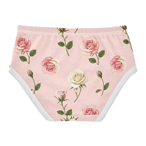 Personalized Toddler Girls Underwear 2t Cotton Cute Panties Girl Pink Roses Pastel White Floral Underpants Briefs2