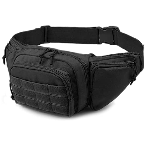 Selighting Sac Banane Militaire Sac de Ceinture Tactique Imperméble Sac Bandoulière Homme Molle pour Course Randonnée Cyclisme Camping Trekking (Noir)