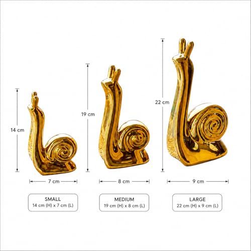 Image of Xtore Home Decor Snail Family Ceramic Finish Figures - (Set of 3 Piece, Golden)