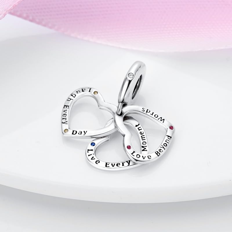 TINSLO Ciondolo Argento Sterling 925 con Cubic Zirconia Pendenti per Pandora Braccialetti, Compatibile con Braccialetti e Collane europei, perfetto Regali per Moglie e Ragazze B3