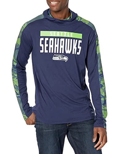 Zubaz Officially Licensed Men's NFL Solid Elevated Lw Hooie with Team Camo Liner, Seattle Seahawks, Size Small