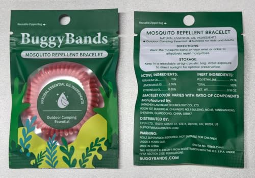 Image of BuggyBands 30 Pack Mosquito Repellent Bracelets, DEET-Free Waterproof Bands, Individually Wrapped