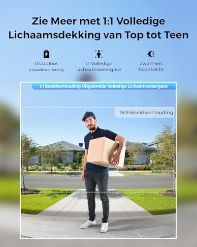 Reolink 2K Video Deurbel Batterij met 150°x150° Zicht, Nachtzicht, Persoon/Voertuig/Pakket Detectie, Dual-Band WiFi, Home Hub - Afbeelding 3