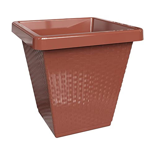 Vaso Quadrado Rattan Pequeno 1100ml Pratic Plásticos (Marrom)