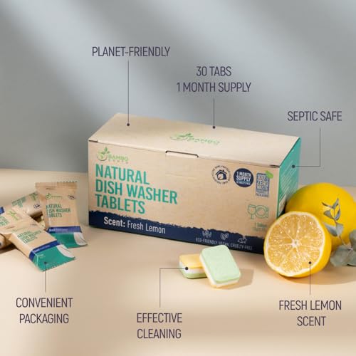 Image of Natural Dishwasher Detergent Tablets - Plant Based Alternative Refill Pack Dishwashing Tabs - Eco-Friendly And Plastic Free Way To Cleaner Dishes - 30 /60 /90 Refills Dish Washer Soap Pods (30 Pack)