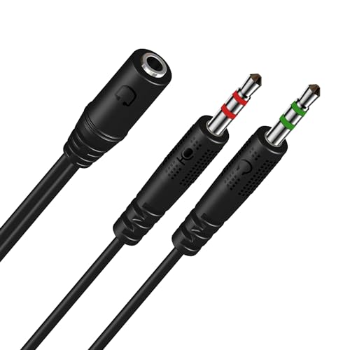 Headphone Adapter for PC 3.5mm Y Splitter Cable Female to Dual 3.5mm Male Headphone Splitter Aux Cord for Mic Audio Stereo Jack Suit for Gaming Headset/Earphone to Dual-Jack Desktop Computer Laptop