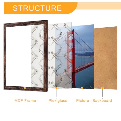 Image of BESCRCL 9x12 Picture Frame Wall Hanging, Engineered Wood Photo Frames for 9 x 12 Picture, Brown, 1 Pack