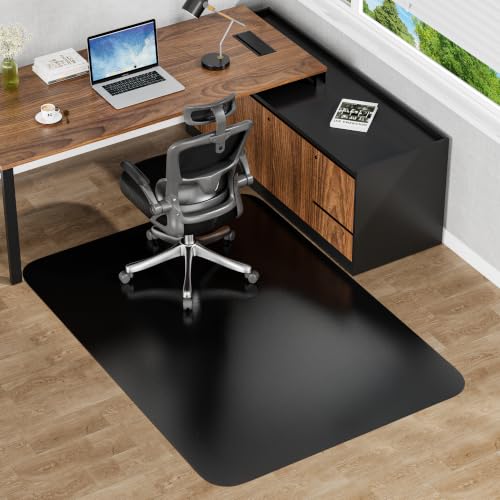 Image of Black Office Chair Mat for Hardwood Floors 48 inch x 60 inch, Heavy Duty Floor Protector for Rolling Desk Chairs, Durable Plastic Chair Mat for Home Office, Gaming Room, Tile, Laminate & Vinyl Flooring
