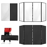 NULTRUMA Portable DJ Facade Booth with Foldable Cover Screen, Black Steel Frame & 4 Detachable Panels, Includes White/Black Projector Display Scrims, 48
