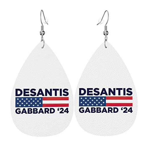 Desantis Tulsi Gabbard 2024 Boucles d'oreilles en cuir en forme de larme mignonnes esthétiques pendantes cadeaux pour femmes et filles, taille unique, Cuir Polychlorure de vinyle